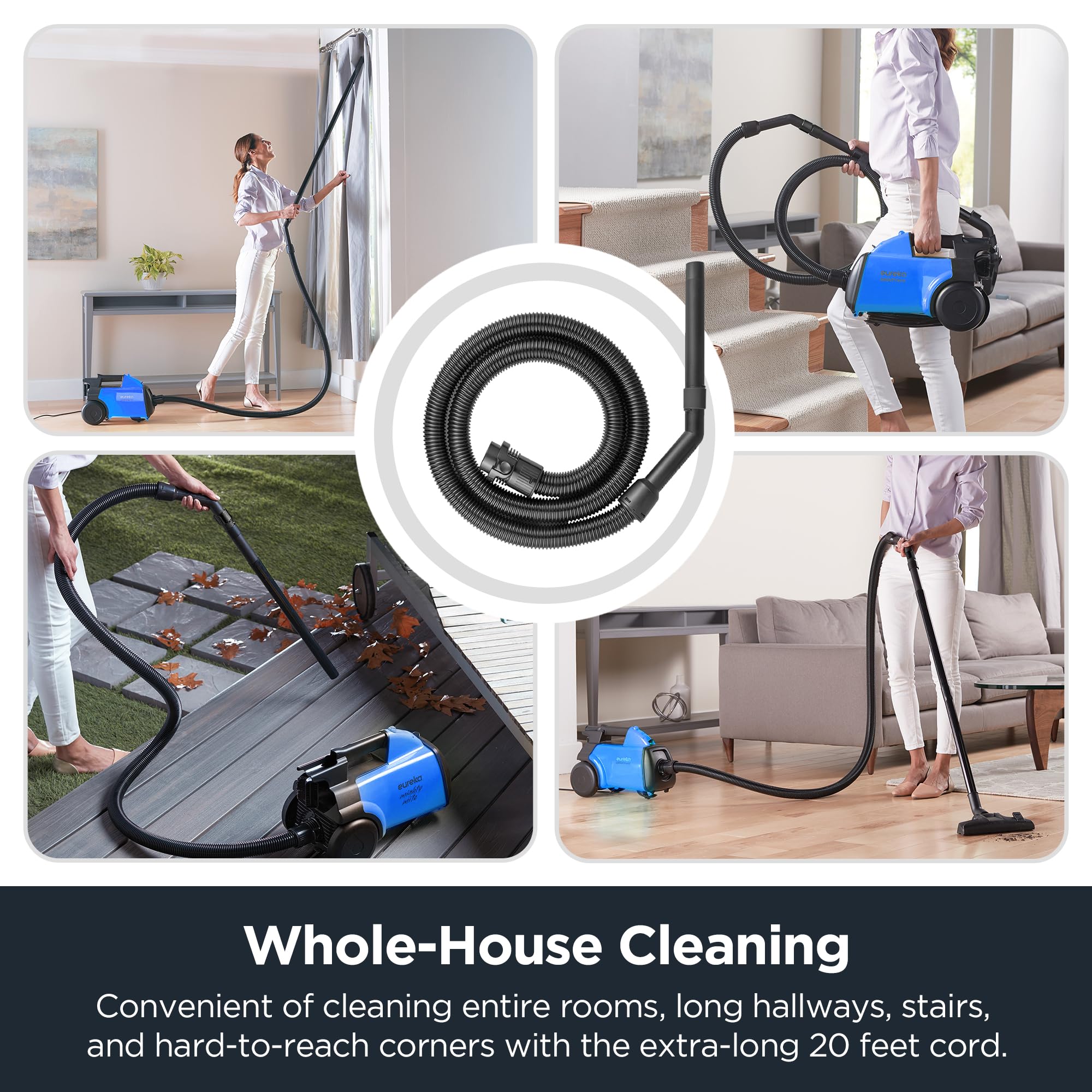 Eureka Lightweight Vacuum Cleaner For Carpets And Hard Floors, 3670H With 2 Bags, Blue